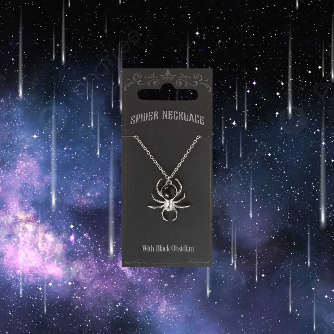 Black Obsidian Spider Pendant Necklace