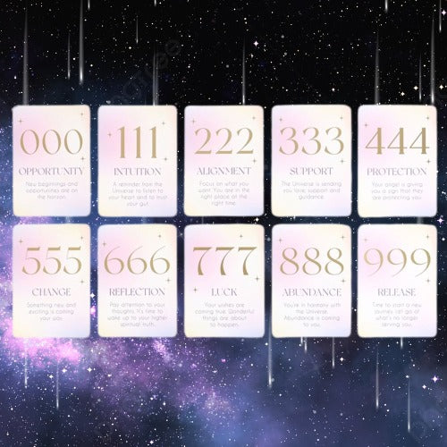 Angel Number Affirmation Cards with Wooden Stand