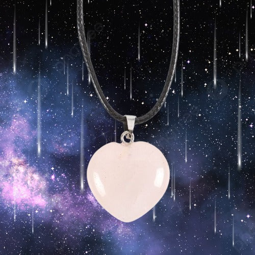Rose Quartz Healing Crystal Heart Necklace