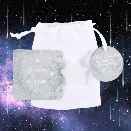 You're a Star Lucky Clear Quartz Crystal Star in a Bag