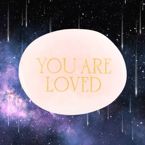 You Are Loved Rose Quartz Crystal Palm Stone