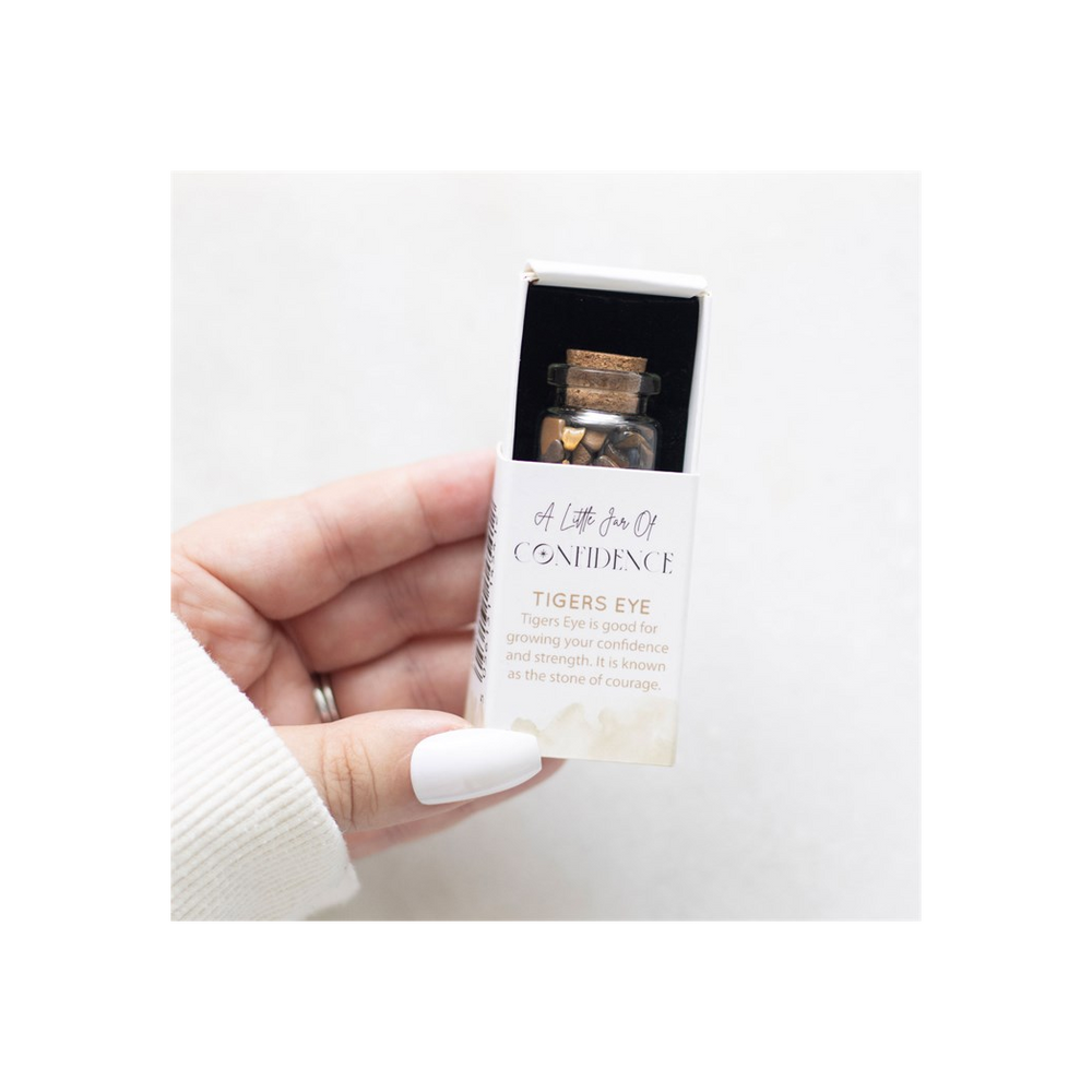 Jar of Confidence Tiger's Eye Crystal in a Matchbox