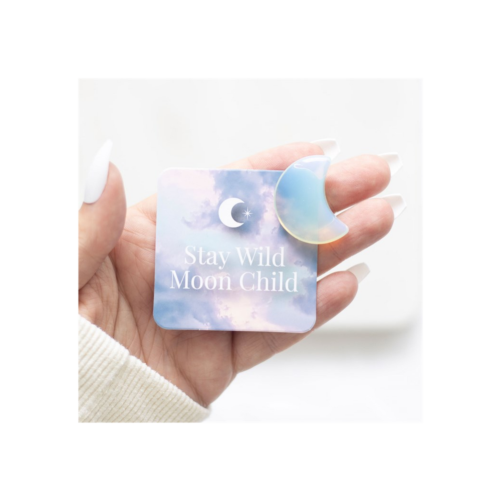 Stay Wild Moonstone Crystal Moon in a Bag