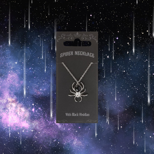Black Obsidian Spider Pendant Necklace