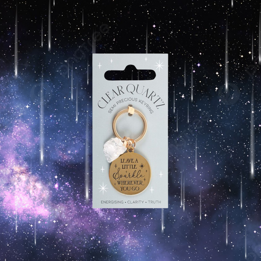 Leave a Little Sparkle Clear Quartz Crystal Keyring