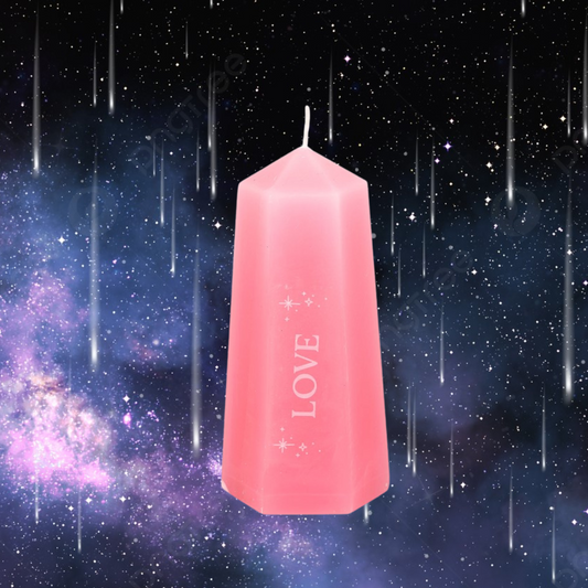 Love Crystal Candle with Rough Rose Quartz