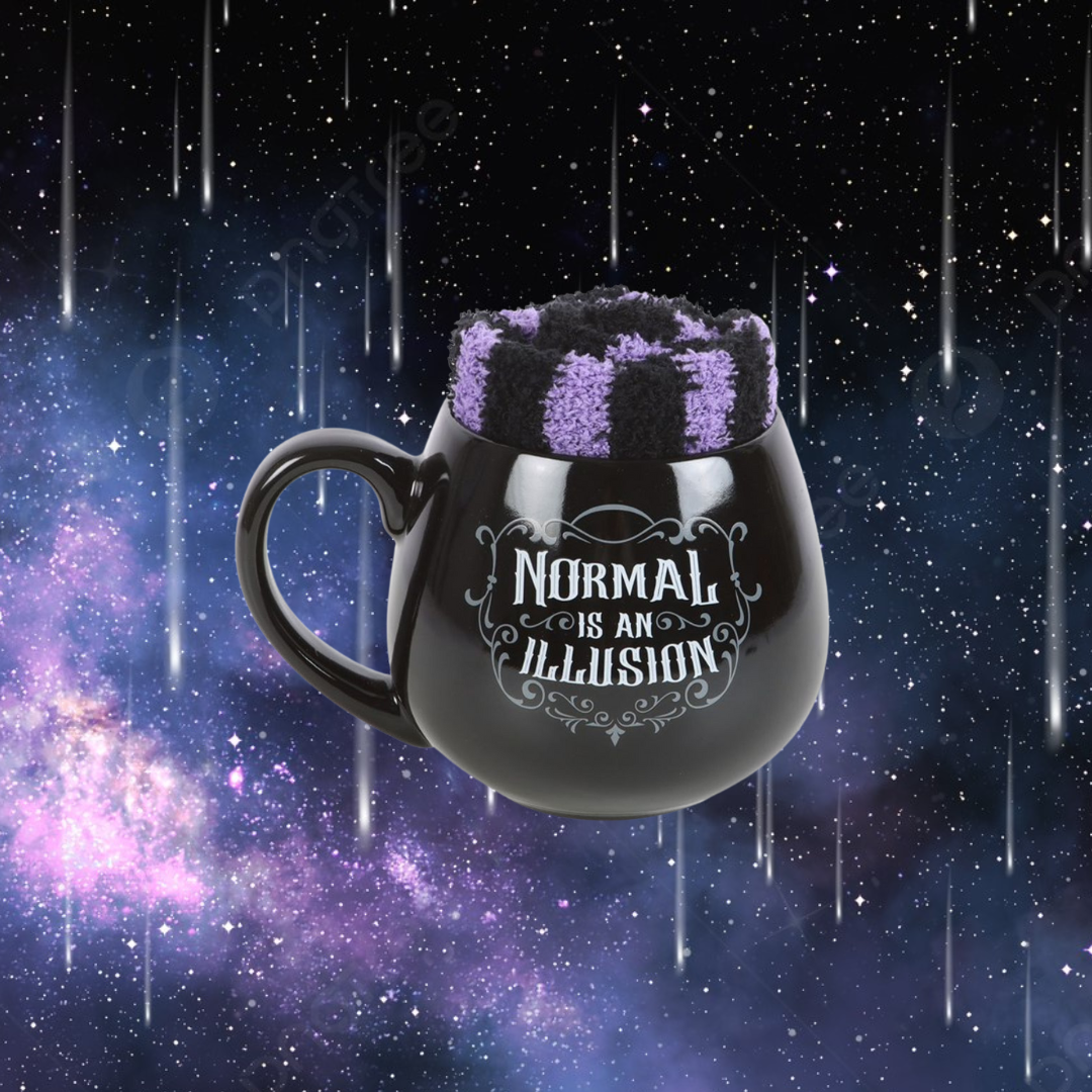Normal is an Illusion Gothic Mug and Socks Set