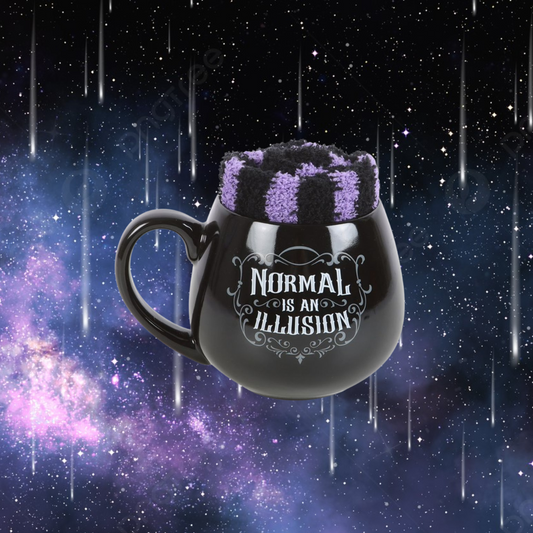 Normal is an Illusion Gothic Mug and Socks Set