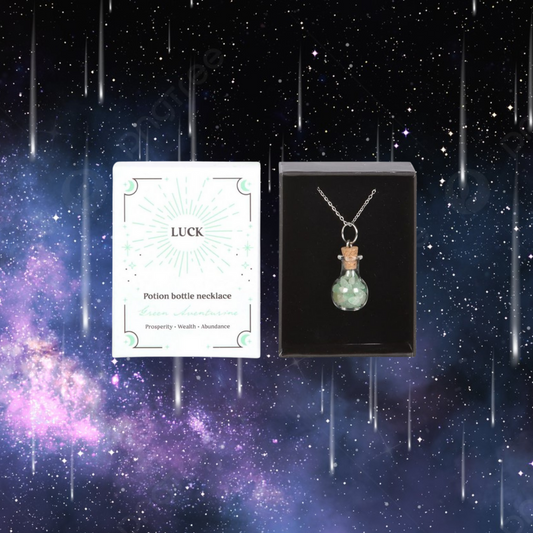 Luck Green Aventurine Crystal Chip Potion Bottle Necklace