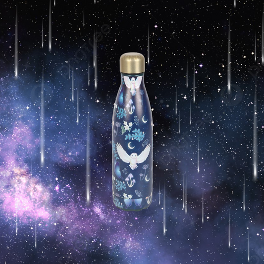 Night Flight Owl Print Metal Water Bottle