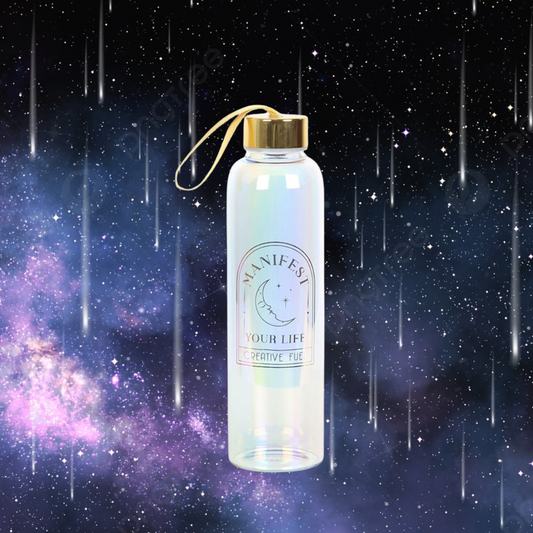 Manifest Your Life Iridescent Glass Water Bottle