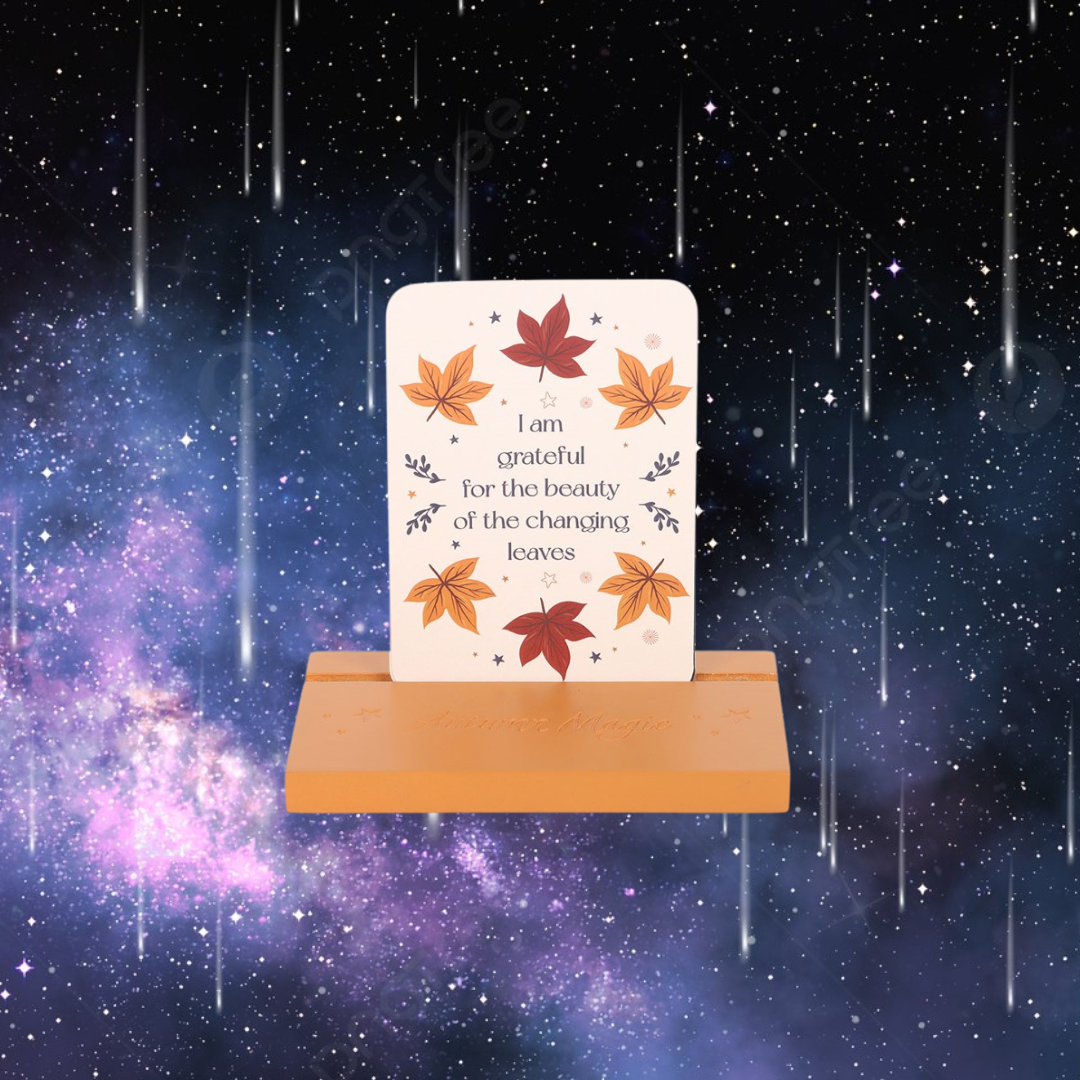 Autumn Magic Affirmation Cards with Wooden Stand