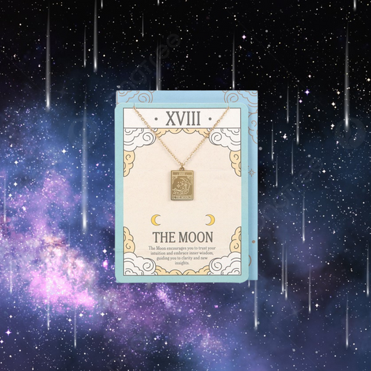 The Moon Vintage Tarot Necklace on Greeting Card