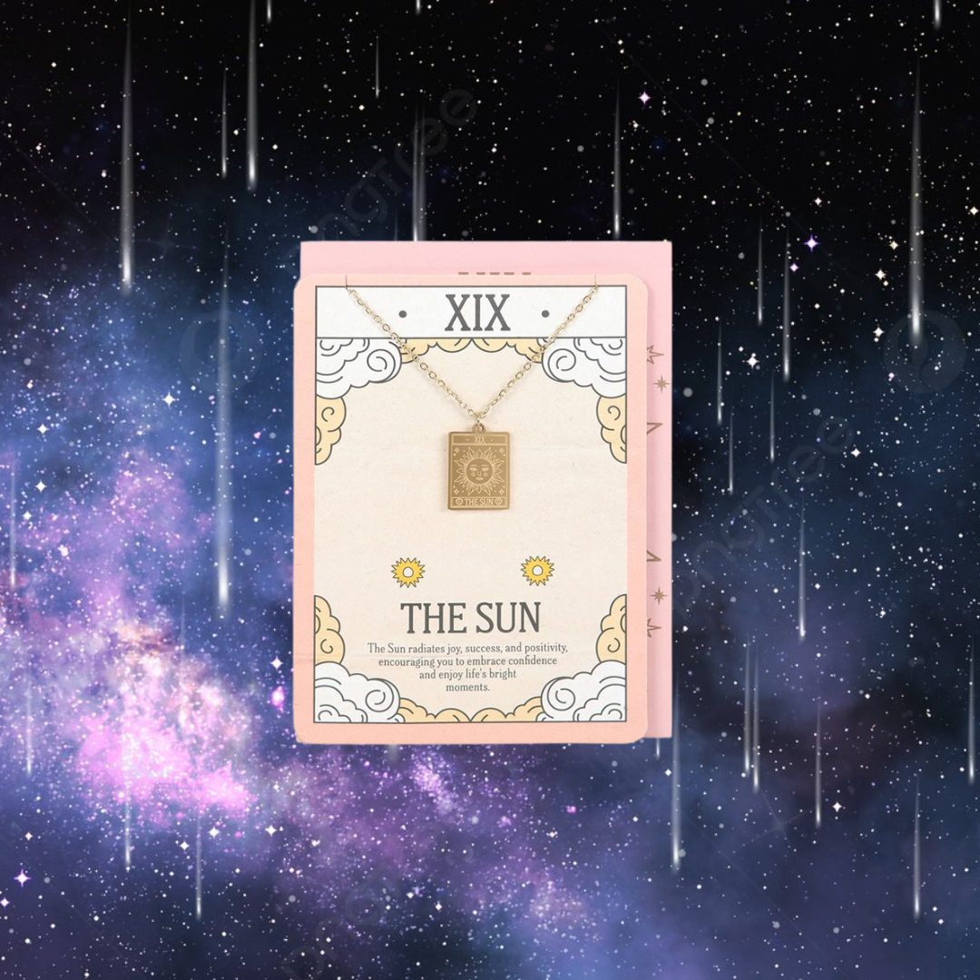 The Sun Vintage Tarot Necklace on Greeting Card