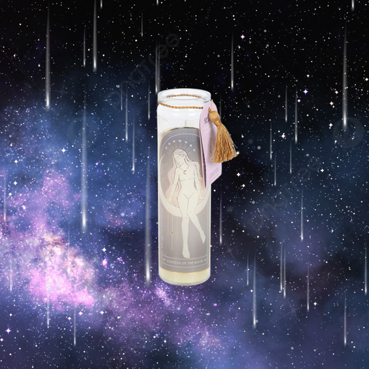 Selene Goddess Tube Candle with Amethyst Crystals