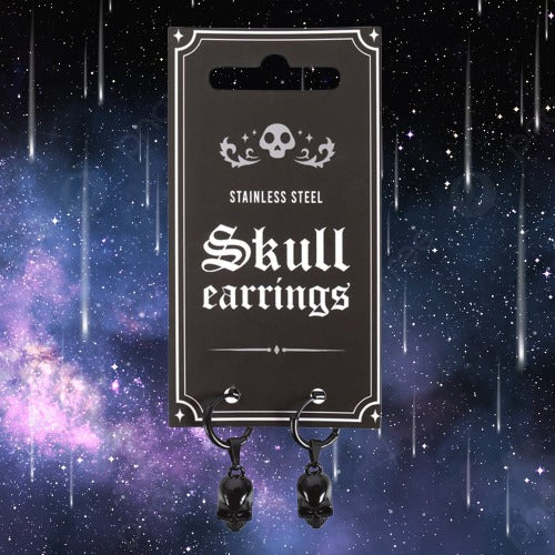 Black Stainless Steel Skull Earrings