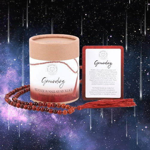 Grounding Rosewood & Red Jasper Mala Necklace