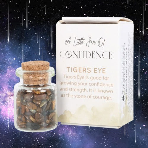 Jar of Confidence Tiger's Eye Crystal in a Matchbox
