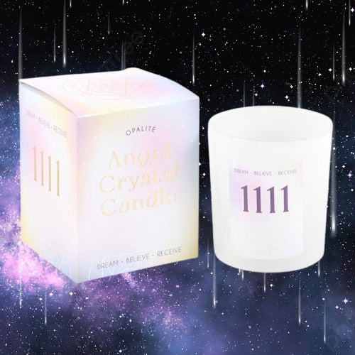 1111 Angel Number Crystal Chip Candle