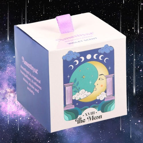 The Moon Amethyst Crystal Chip Candle