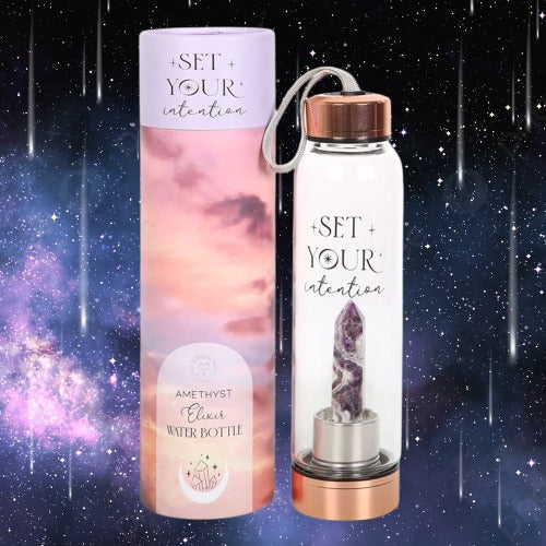 Amethyst Set Your Intention Glass Water Bottle