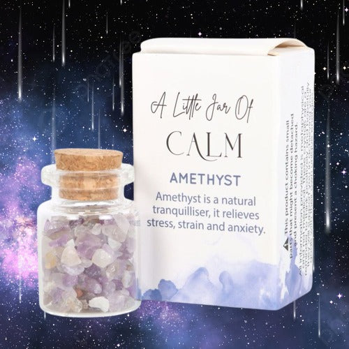 Jar of Calm Amethyst Crystal in a Matchbox