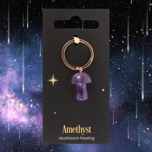 Amethyst Crystal Mushroom Keyring