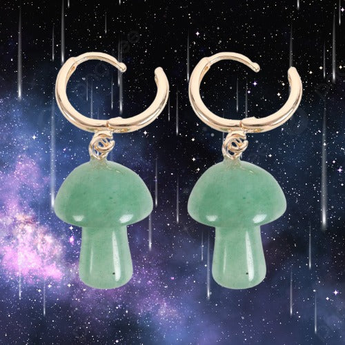 Aventurine Crystal Mushroom Earrings