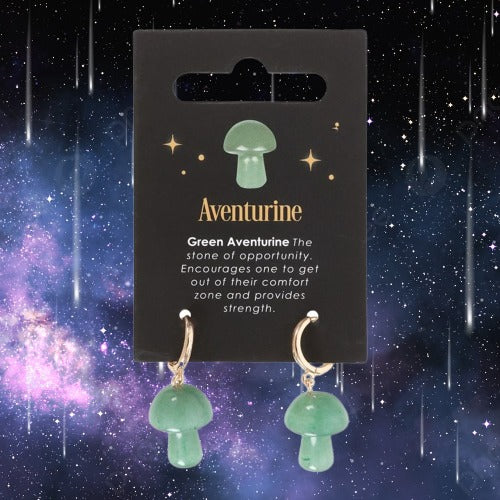 Aventurine Crystal Mushroom Earrings