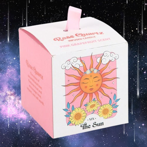 The Sun Rose Quartz Crystal Chip Candle