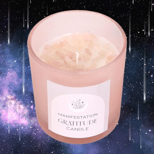 Gratitude Wild Rose Crystal Chip Candle
