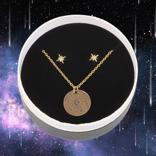 Astrology Wheel Earring and Necklace Set