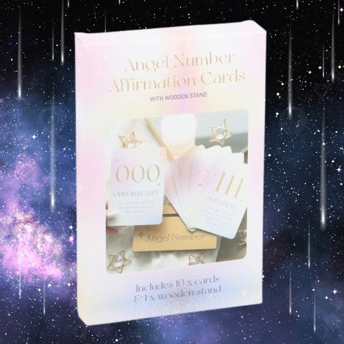 Angel Number Affirmation Cards with Wooden Stand