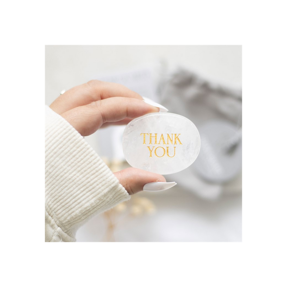 Thank You Clear Quartz Crystal Palm Stone